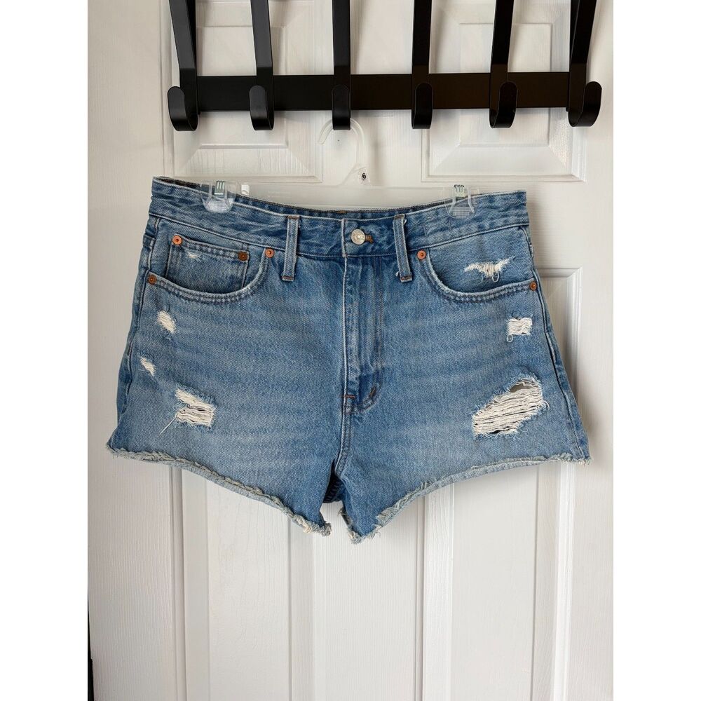 Madewell Relaxed Distressed Denim Mini Booty Shorts Size 29